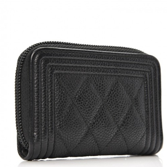 BNIB NEW! Authentic CHANEL Caviar Black Quilted Boy Zip Around Coin ZIPPY WALLET - Picture 9 of 12